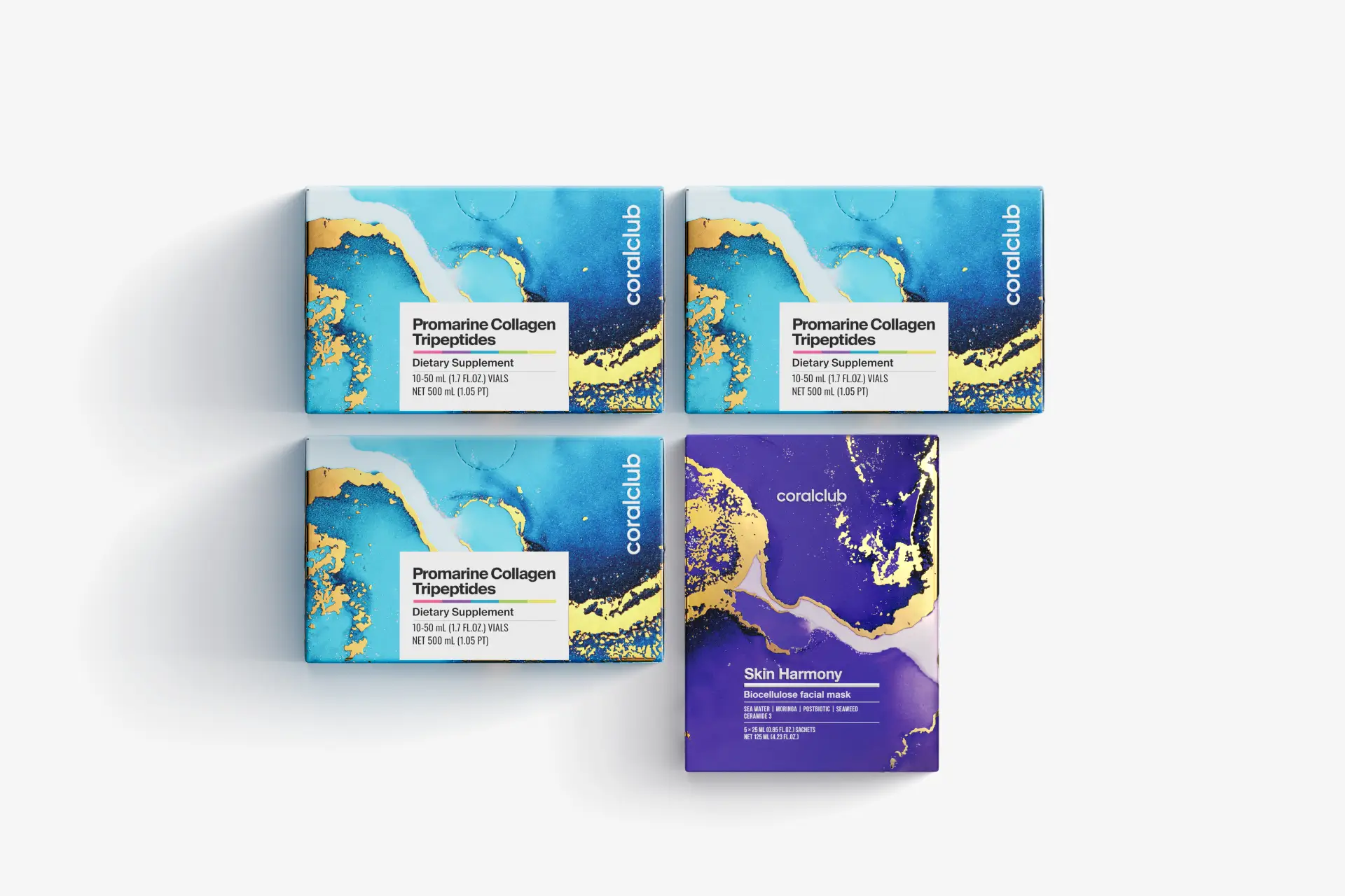 Promarine Collagen Tripeptides komplekt (1 kuu kuur) & Skin Harmony Biocellulose Facial Mask (5 pakikest)